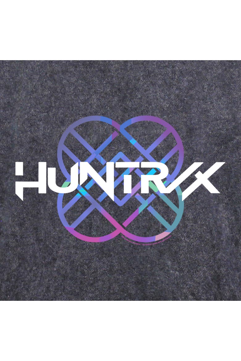 Mens KPop Demon Hunters Huntrix Holographic Logo Lightweight Hoodie, Alternate, color, Black