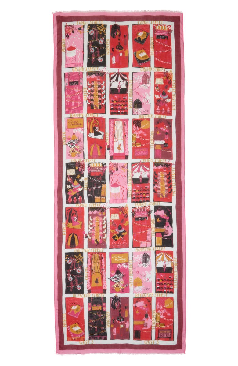 Kate Spade New York holiday rooftops oblong scarf, Alternate, color, 