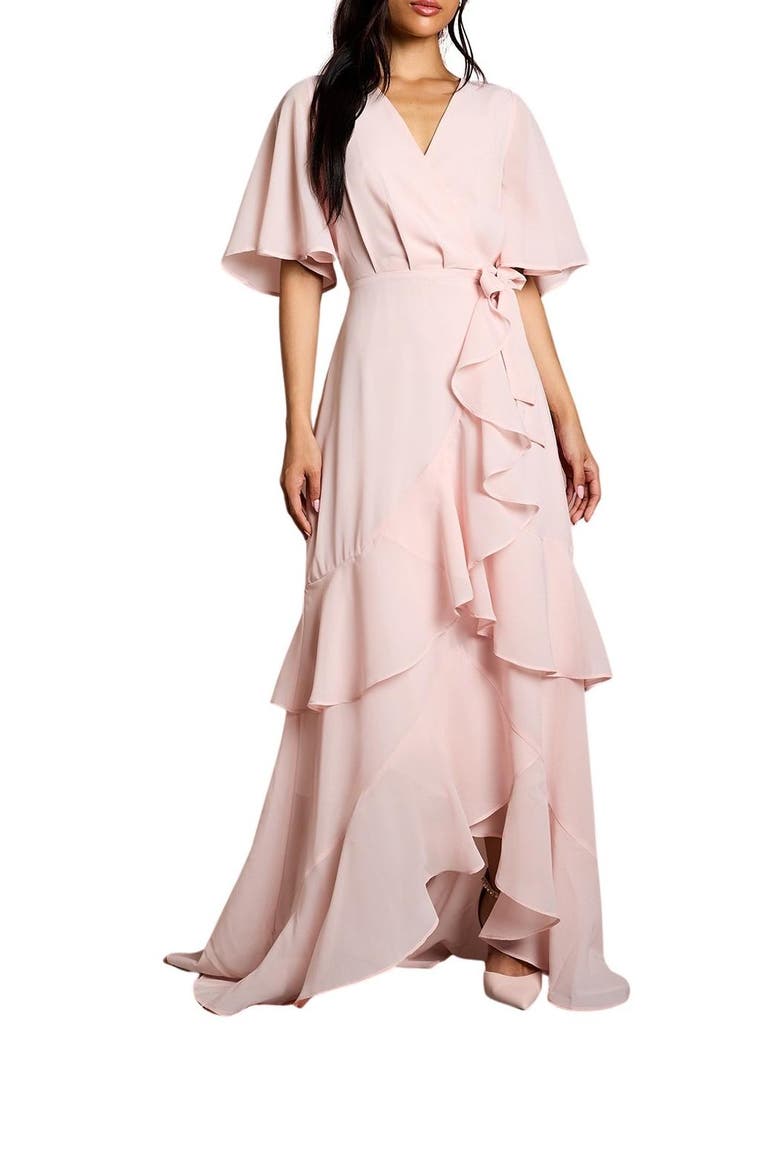 Angel Sleeve Bridesmaid Maxi Dress, Alternate, color, Blush