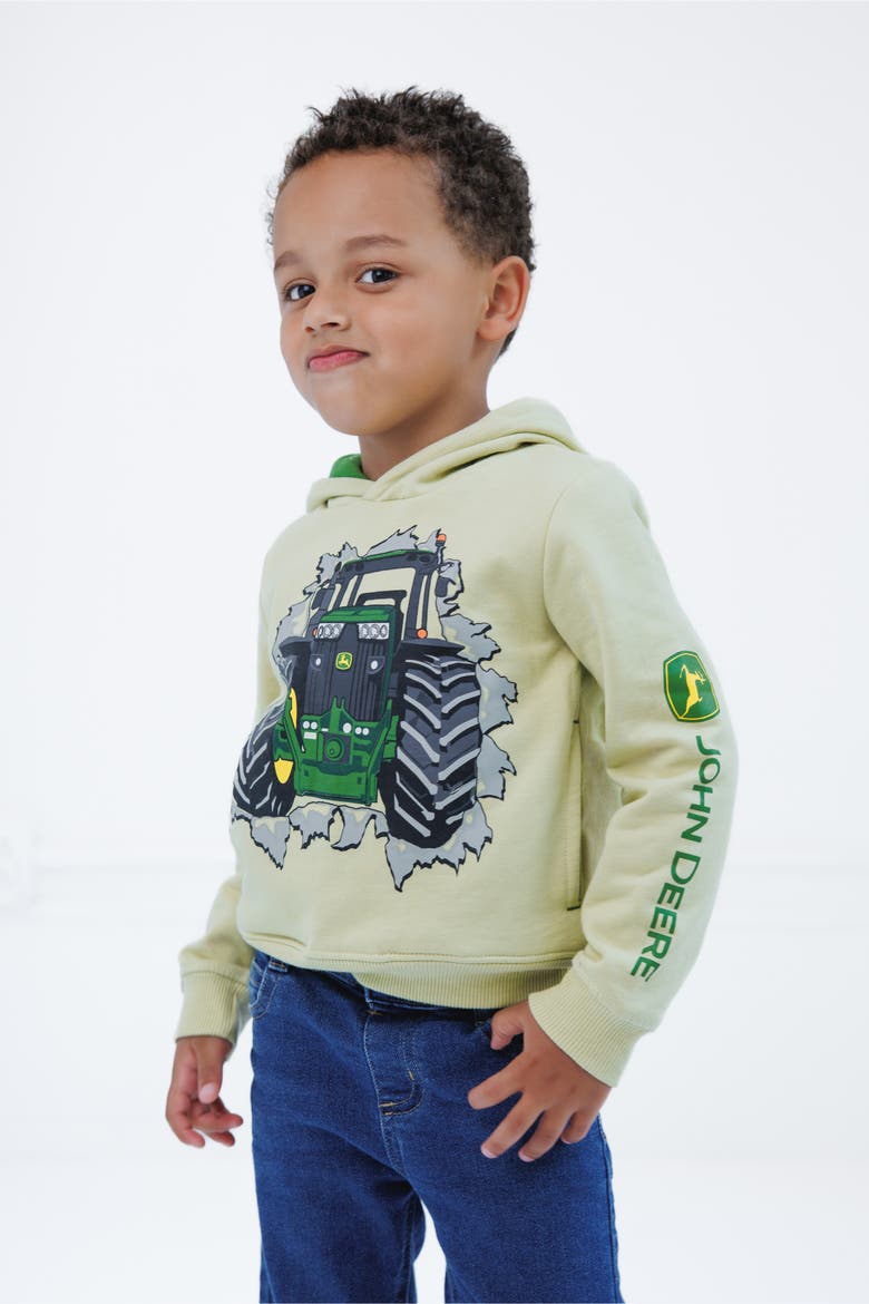 Boys' Fleece Hooded Sweatshirt, Alternate, color, Olive Dark Green