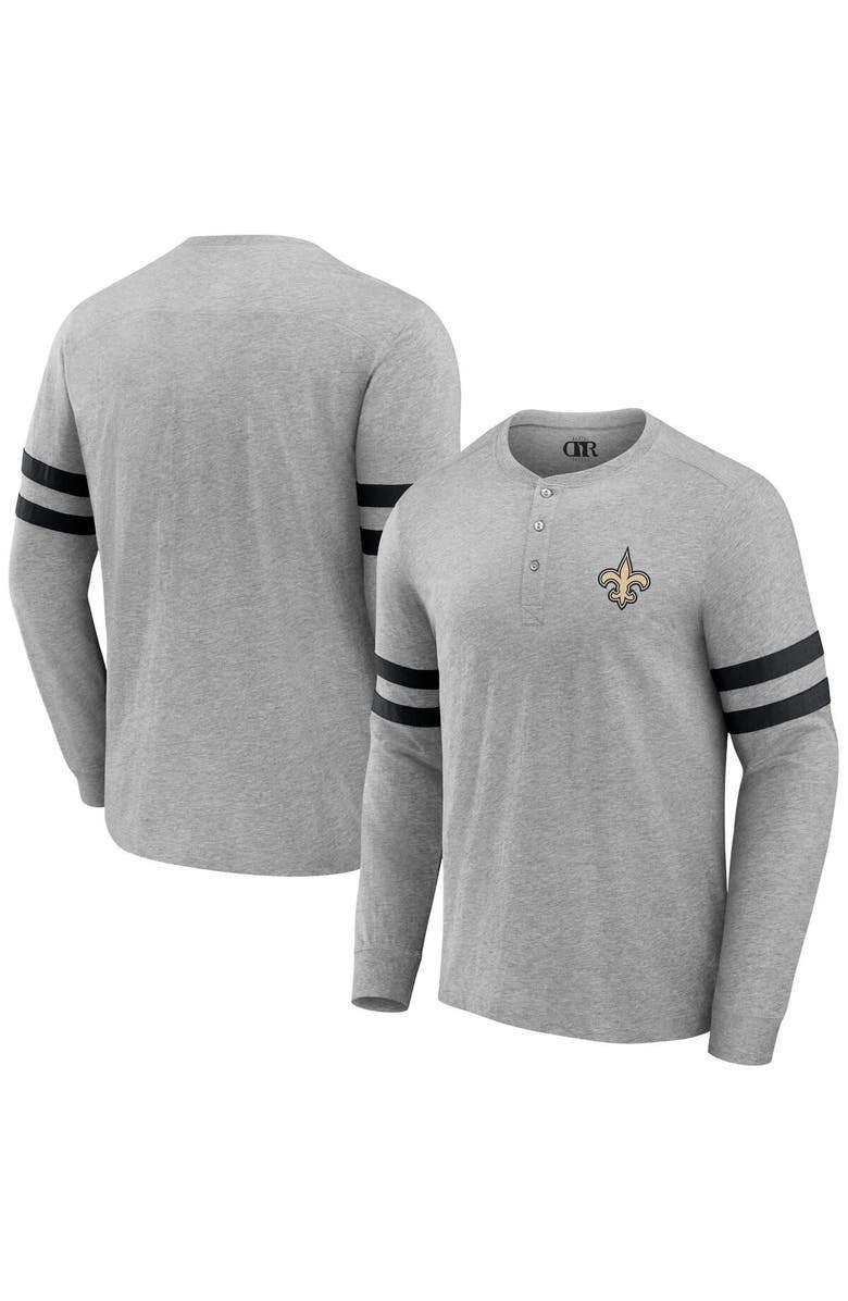 NFL X DARIUS RUCKER Men's NFL x Darius Rucker Collection by Fanatics Heather Gray New Orleans Saints Henley Long Sleeve T-Shirt, Main, color, Heather Gray