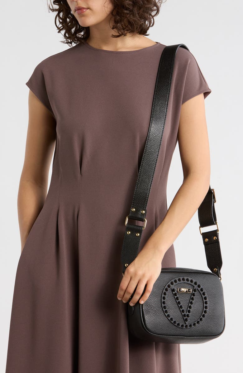 VALENTINO BY MARIO VALENTINO Mia Rockstud Leather Camera Bag, Alternate, color, Black