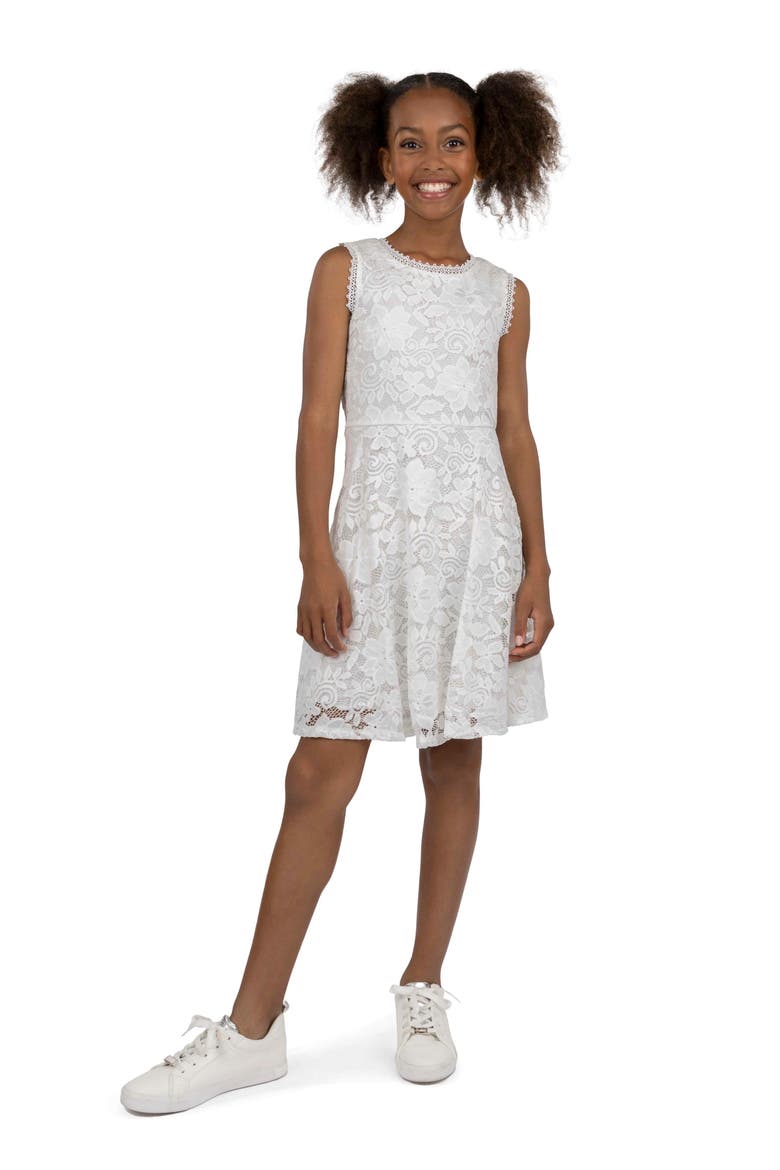 Kids' Lace Skater Dress, Alternate, color, OFF WHITE