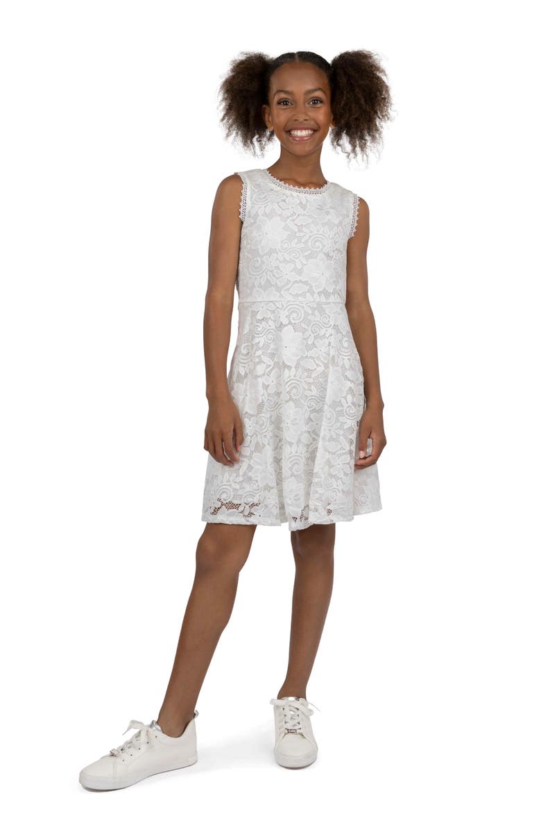 Speechless Kids' Lace Skater Dress, Alternate, color, Off White