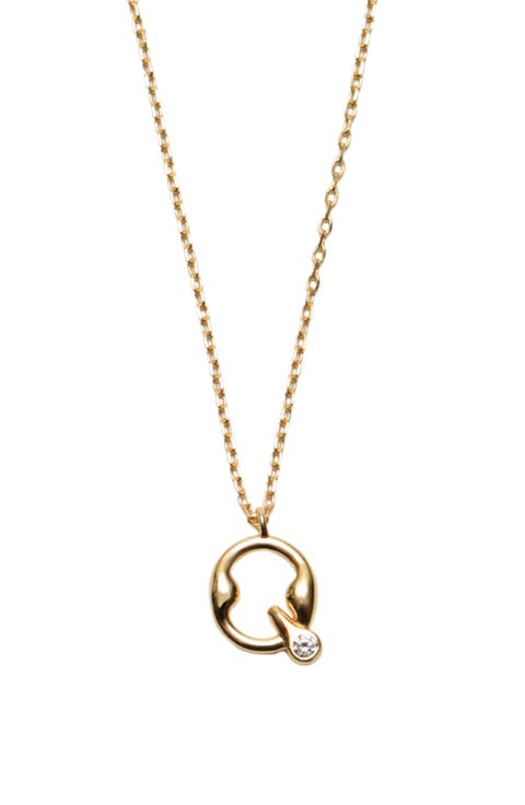 Cubic Zirconia Bubble Initial Necklace