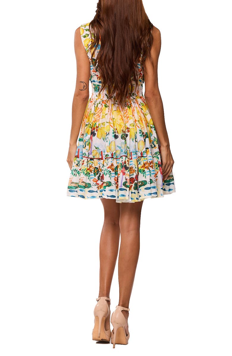 RANEES Pleated Fit & Flare Minidress, Alternate, color, White/ Blue