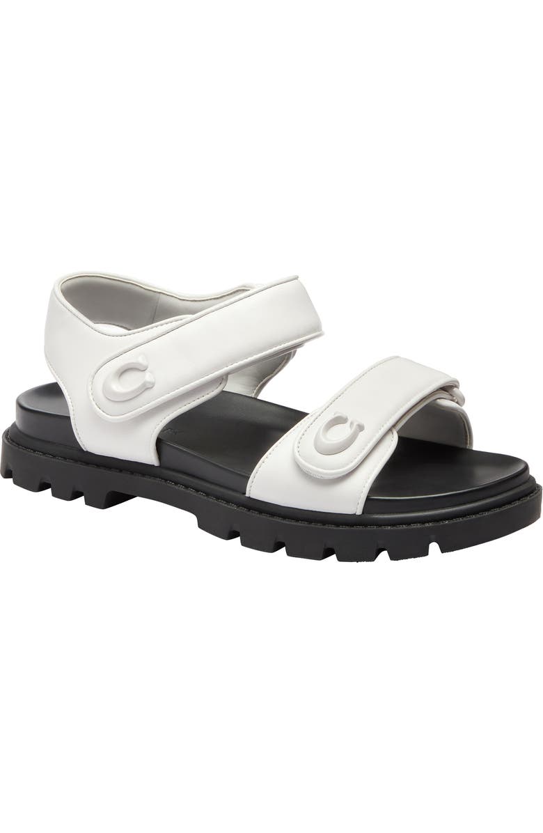 COACH Brynn Quarter Strap Sandal, Main, color, Optic White/ Black