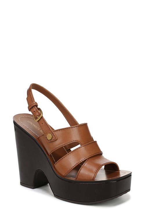 Veronica Beard Peony Leather Slingback Platform Sandals In Honey