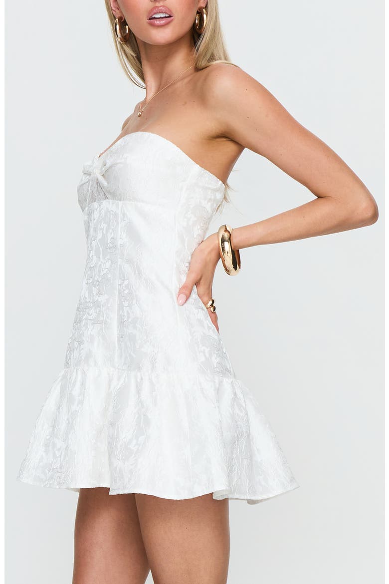 Aubriana Jacquard Strapless Minidress, Alternate, color, WHITE