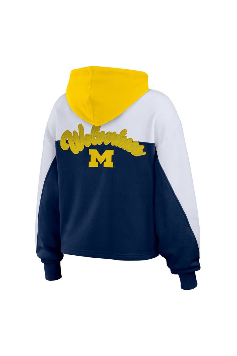 Women's WEAR by Erin Andrews Navy/White Michigan Wolverines Color-Block Full-Zip Hoodie, Alternate, color, Navy