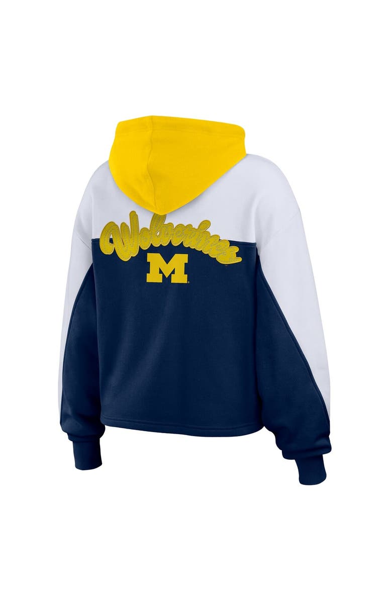 WEAR by Erin Andrews Women's WEAR by Erin Andrews Navy/White Michigan Wolverines Color-Block Full-Zip Hoodie, Alternate, color, Navy