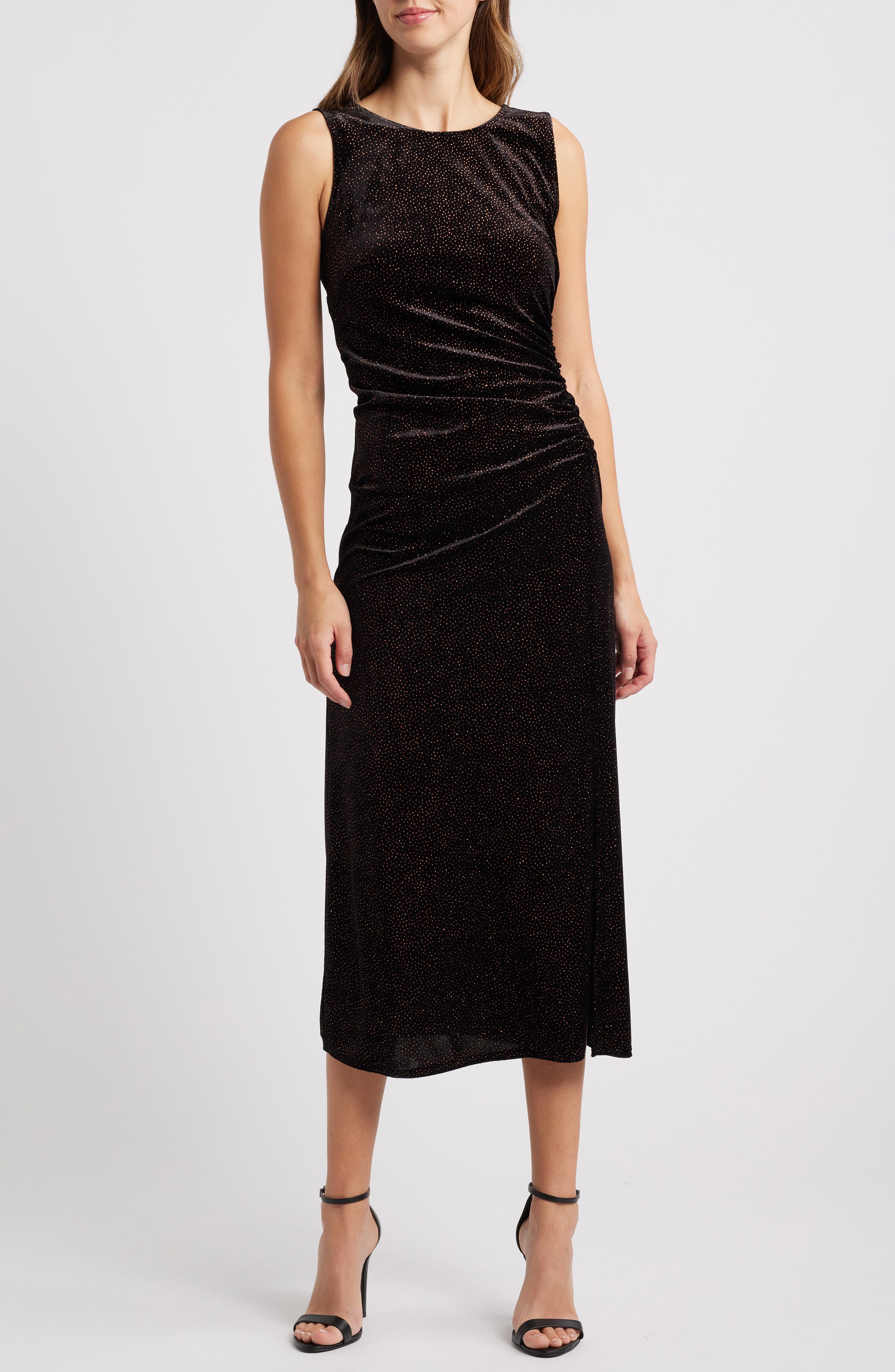 Halogen® Asymmetric Ruched Gown