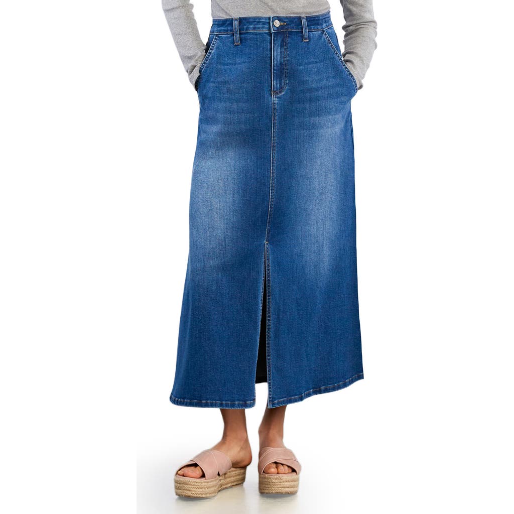 Hint Of Blu Denim Maxi Skirt In Blue