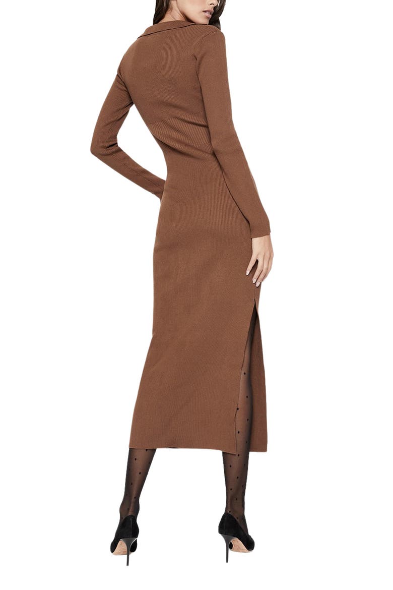 Button Long Sleeve Rib Sweater Dress, Alternate, color, CHOCOLATE