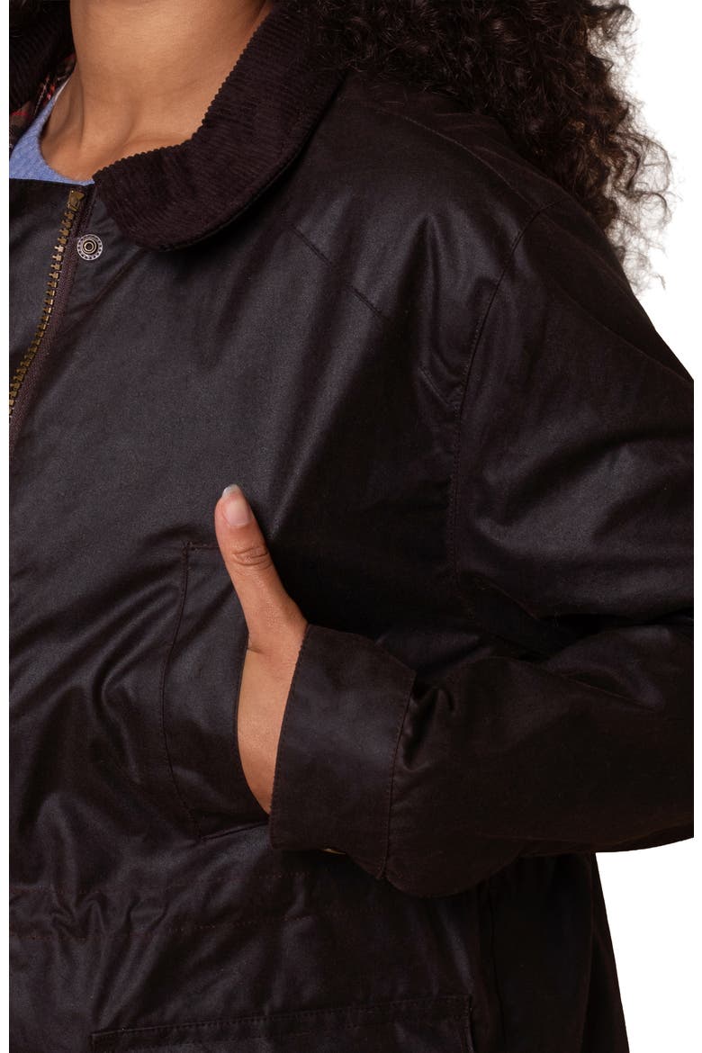 British Waxed Cotton Zip Thru Jacket, Alternate, color, Dark Brown