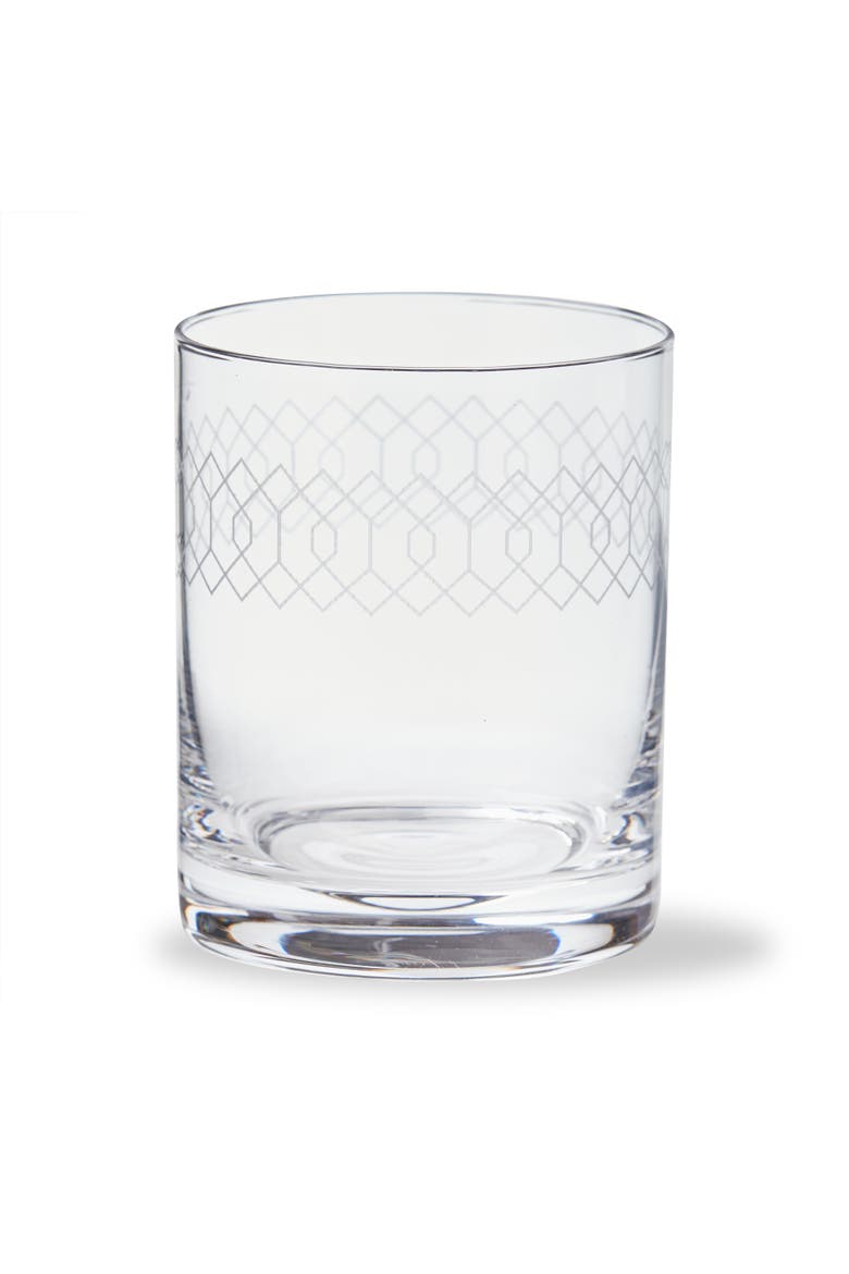 Fitz Etched Double Old Fashioned Glass Clear Glass 13 oz 3.25x3.25x4 in, Main, color, Clear