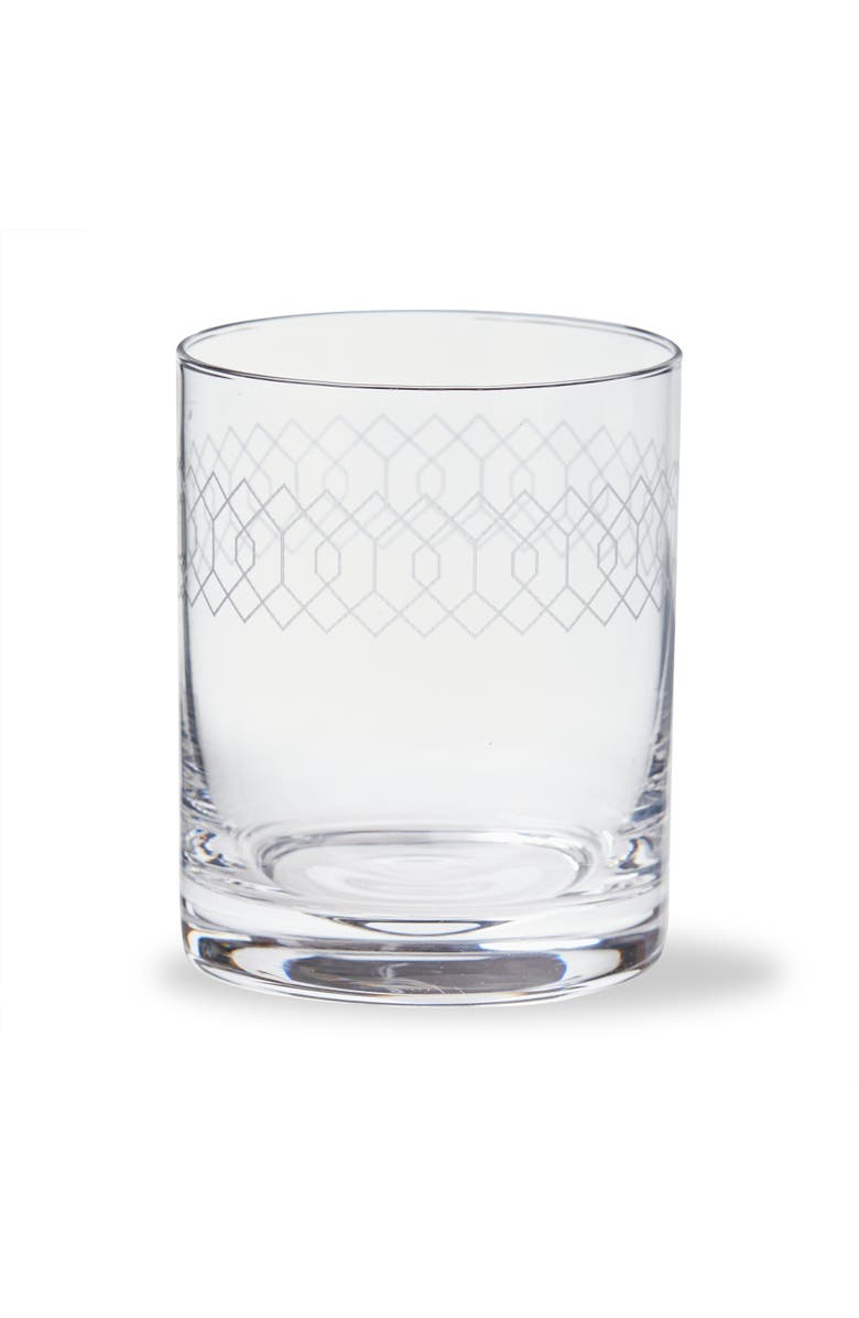 tag Fitz Etched Double Old Fashioned Glass Clear Glass 13 oz 3.25x3.25x4 in, Main, color, Clear
