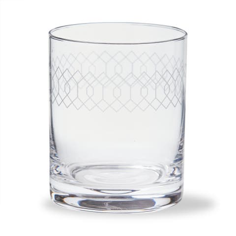 Fitz Etched Double Old Fashioned Glass Clear Glass 13 oz 3.25x3.25x4 in