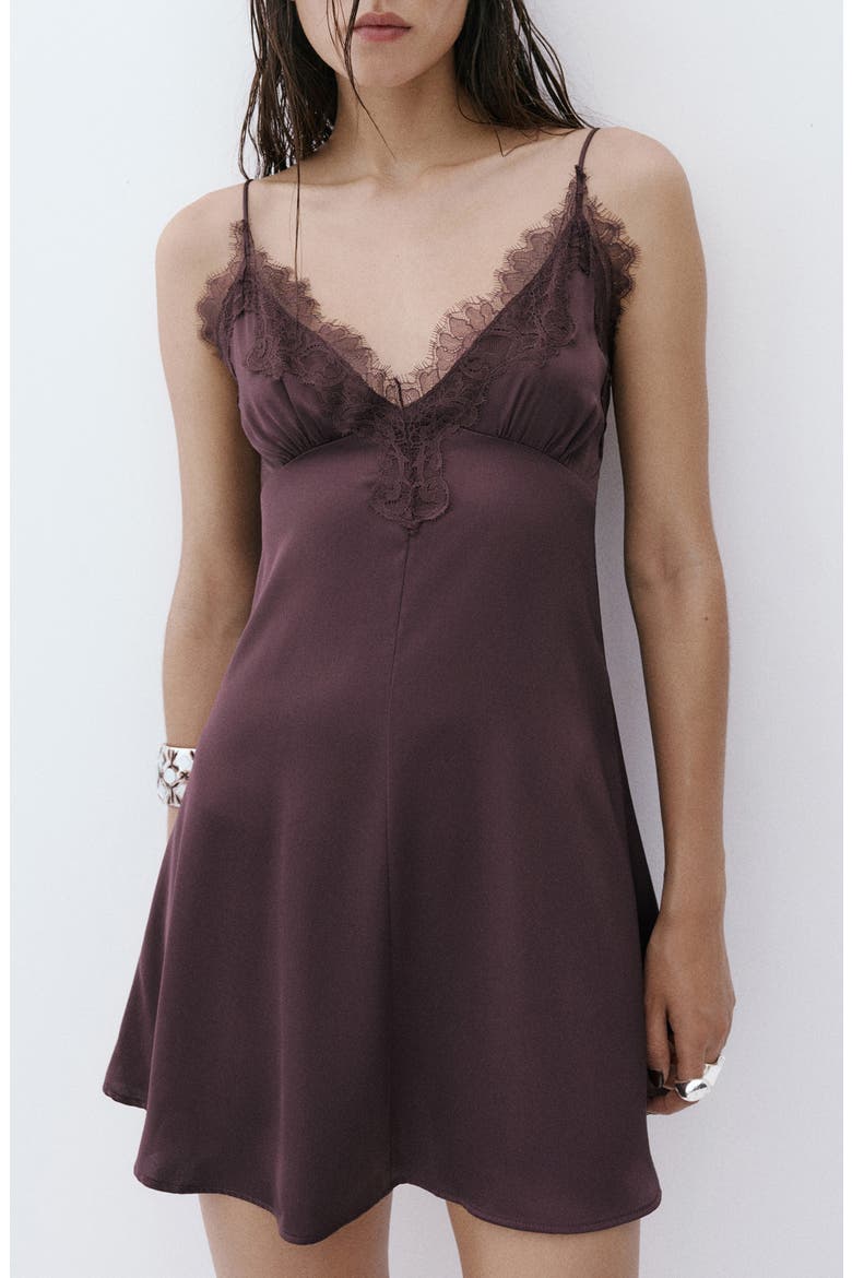 Satin Lace Dress, Alternate, color, LILAC