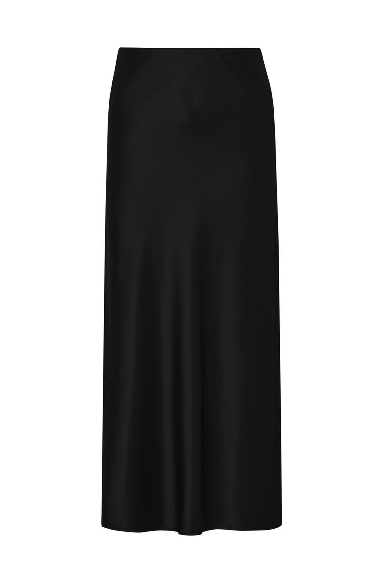 Malina Aubree Satin Midi Skirt, Alternate, color, Black