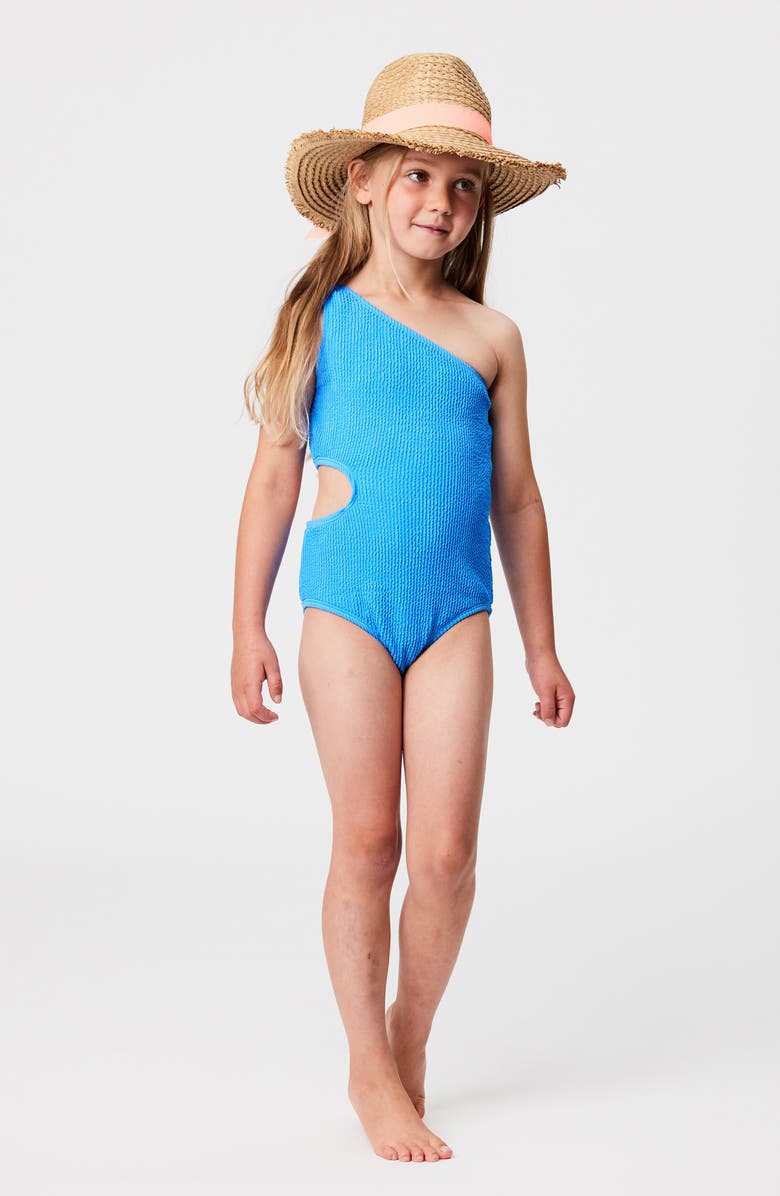 Snapper Rock Kids' Marine Blue One-Shoulder One-Piece Swimsuit, Alternate, color,
