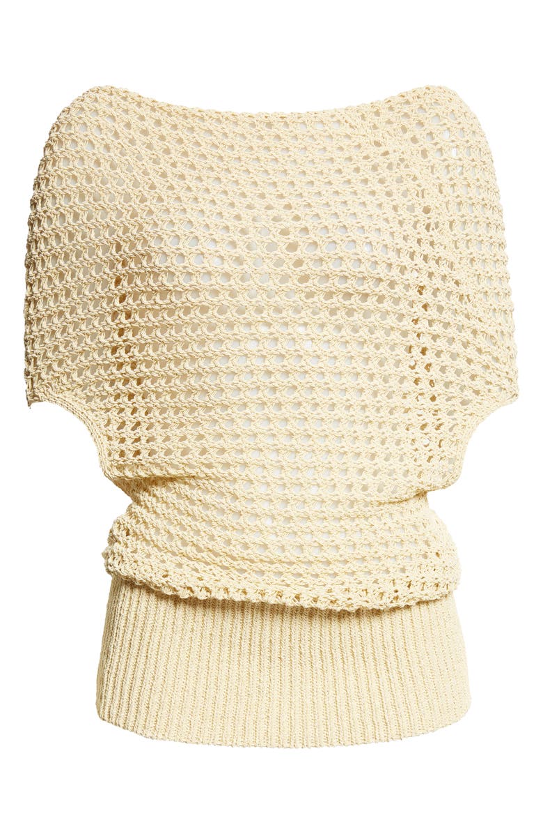 OSSOU Reid Organic Cotton Blend Crochet Sweater, Alternate, color, Butter