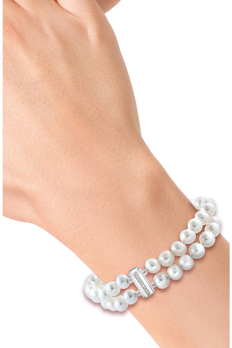 Sterling Silver 1.3-7.3mm Cultured Freshwater Pearl & White Topaz Bracelet, Alternate, color, WHITE