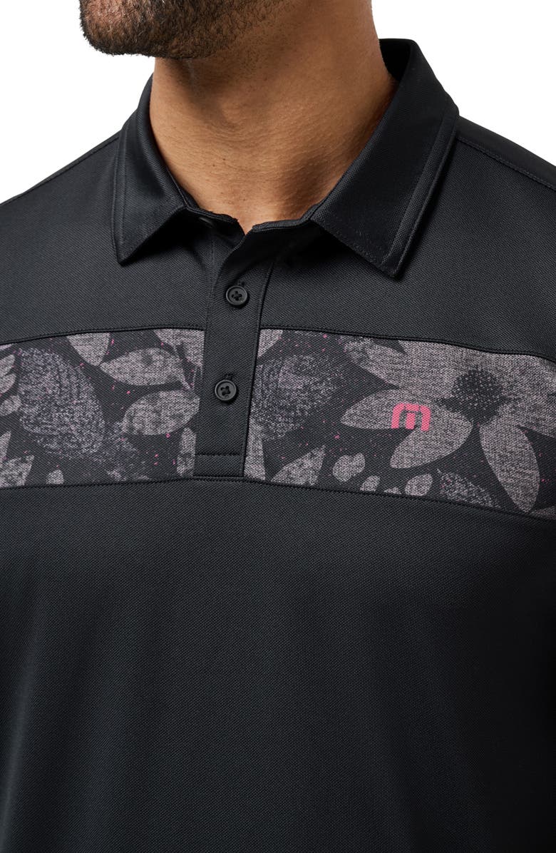 TravisMathew Good Good Chest Stripe Polo, Alternate, color, Black/ Damson