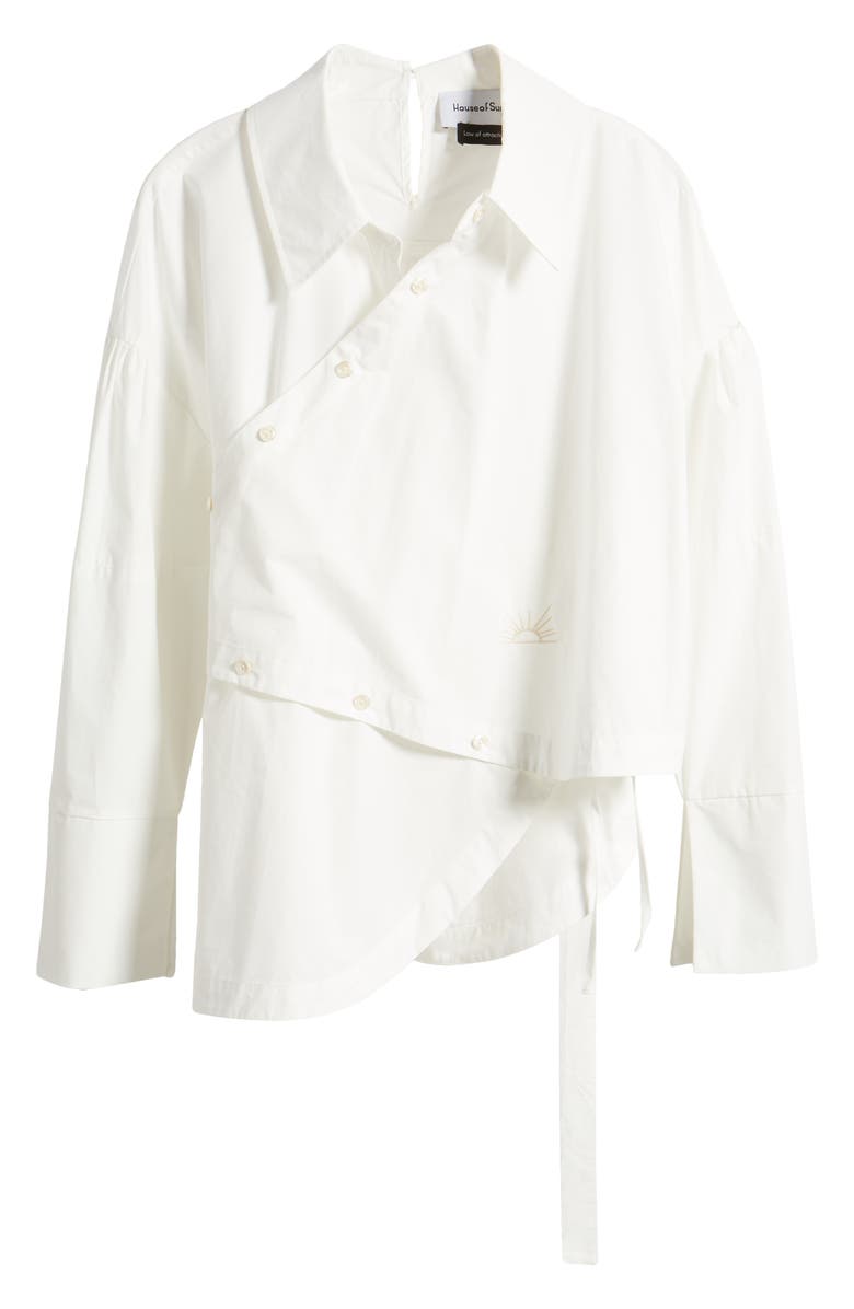 House of Sunny The Artists Way Asymmetric Cotton Button-Up Shirt, Alternate, color, 