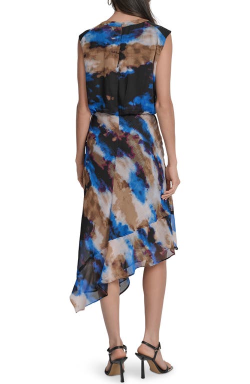 Dkny Sleeveless Asymmetric Midi Dress In Multi