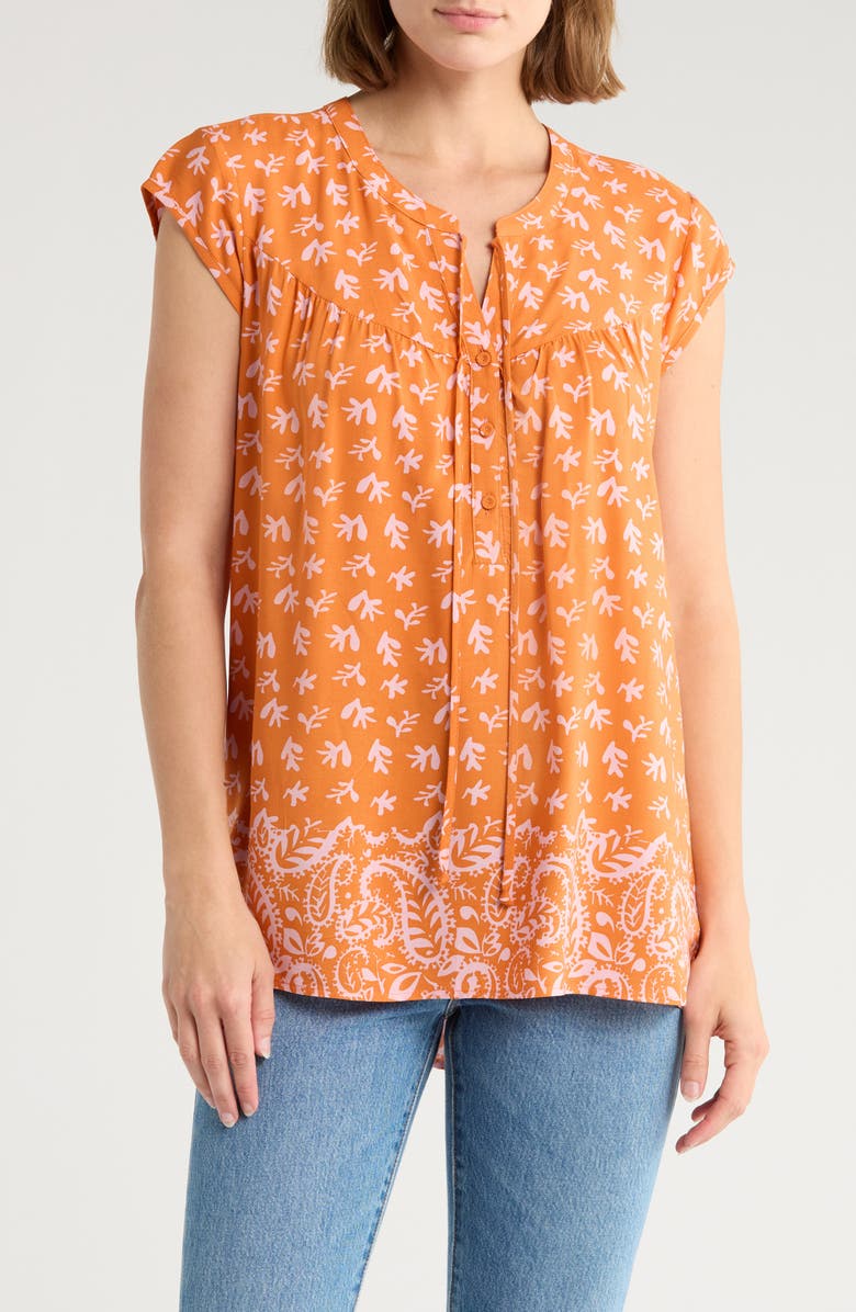 DR2 by Daniel Rainn Tie Neck Flounce Back Top, Main, color, 