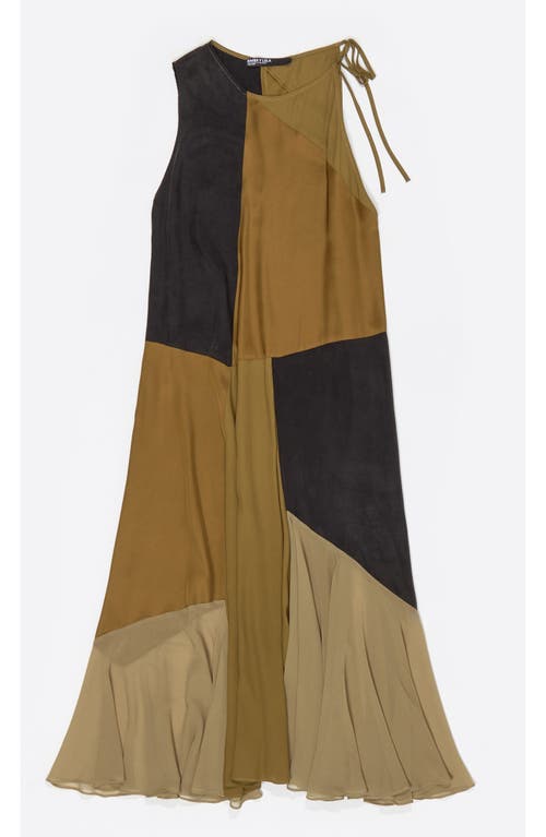 Bimba Y Lola Patchwork Dress In Brown