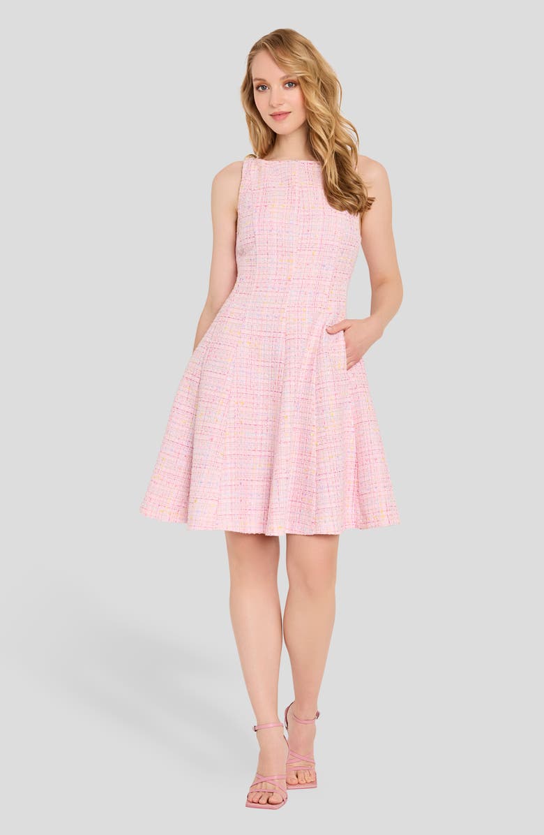 Tahari ASL Sleeveless Tweed Fit & Flare Dress, Alternate, color, Pink Multi
