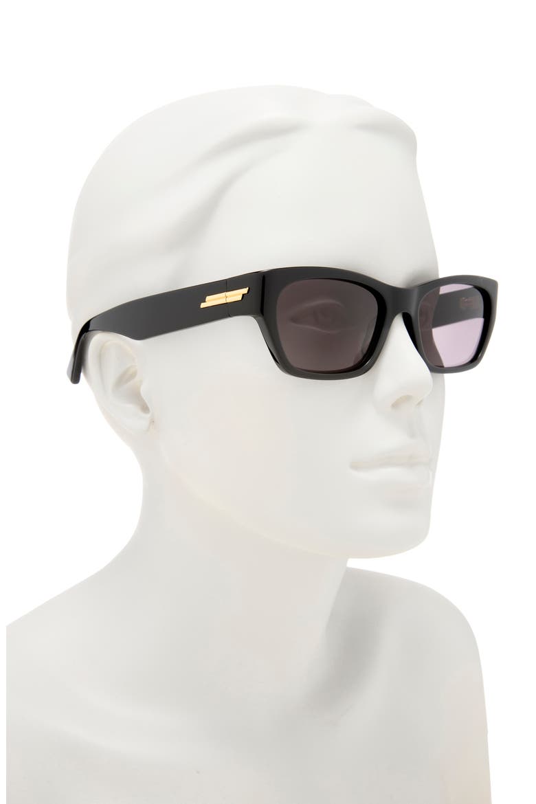 55mm Rectangular Sunglasses, Alternate, color, BLACK BLACK GREY