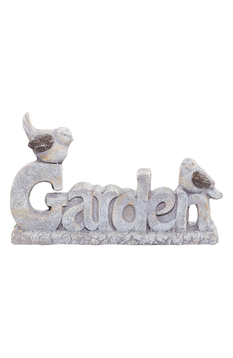 SONOMA SAGE HOME White Polystone Indoor & Outdoor Bird Garden Sculpture with Garden Sign, Main, color, 