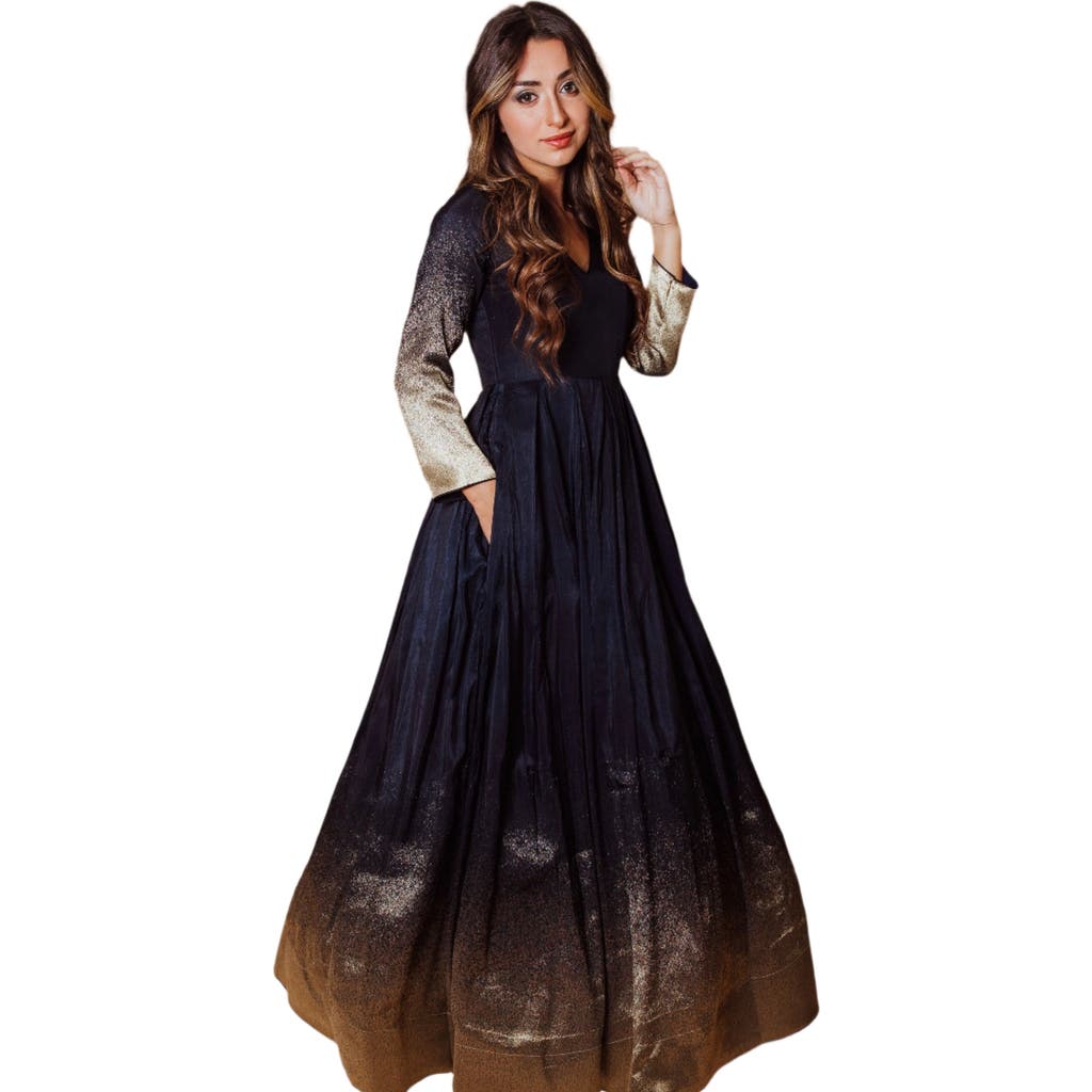 RAAS Dazzle Ombre Long Sleeve Gown in Navy Blue  product