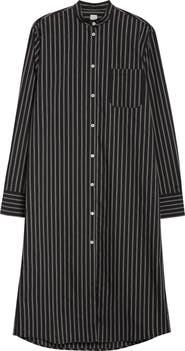 TOTEME Stripe Long Sleeve Cotton Blend Tunic Shirtdress