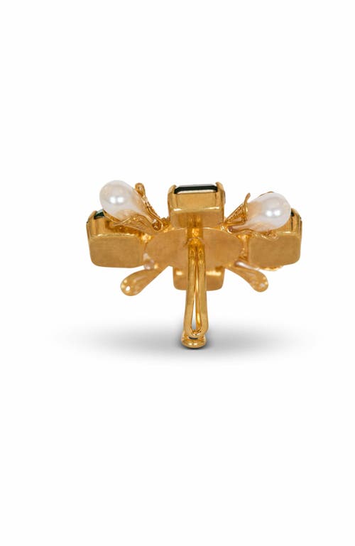 Balmain Baroque Bead And Crystal Ring In Gold
