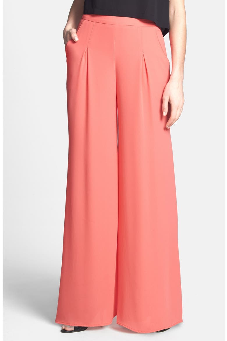 ASTR Sheer Wide Leg Pants, Main, color, CORAL