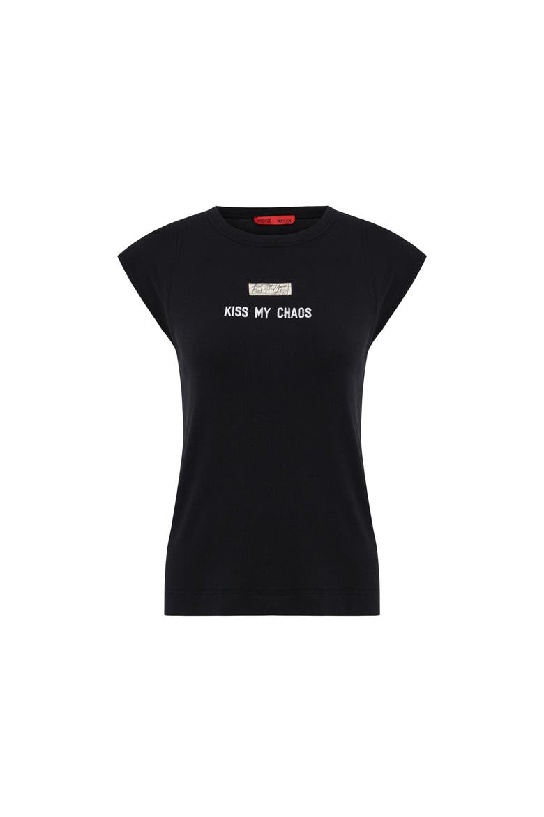 Rib Tank Top With Patch, Main, color, BLACK