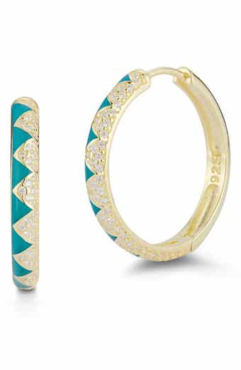 SPHERA MILANO 14K Gold Vermeil Enamel & CZ Hoop Earrings