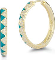 SPHERA MILANO 14K Gold Vermeil Enamel & CZ Hoop Earrings