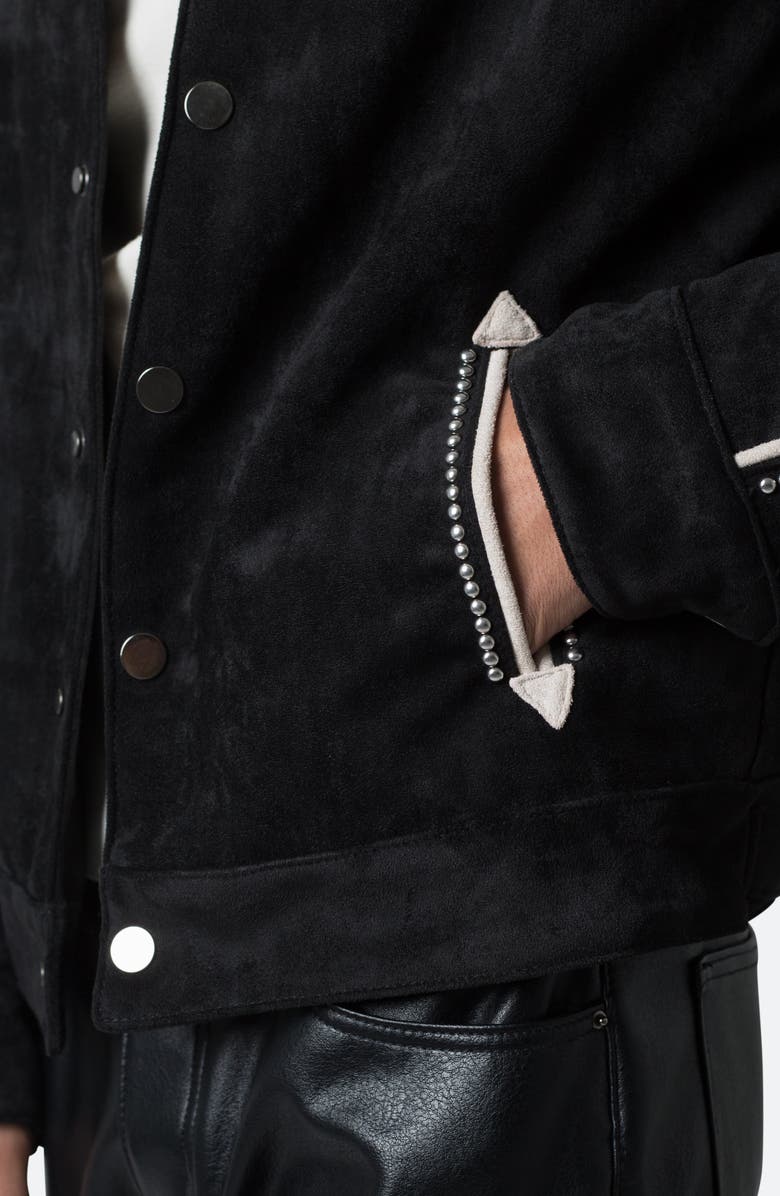 mnml Embellished Western Faux Suede Jacket, Alternate, color, Black