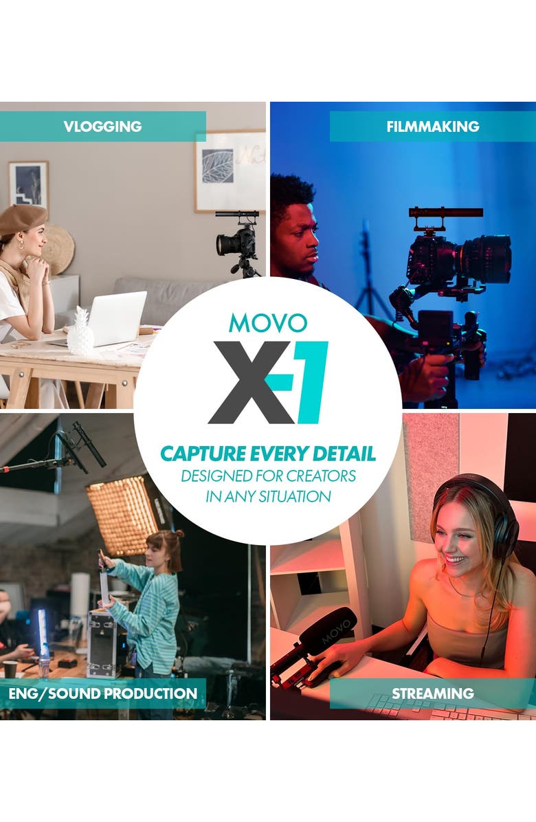 MOVO X1 Supercardioid Shotgun Microphone - 3.5mm/XLR/USB-C Camera Mic for DSLR, Smartphones, and Computers, Alternate, color, Black