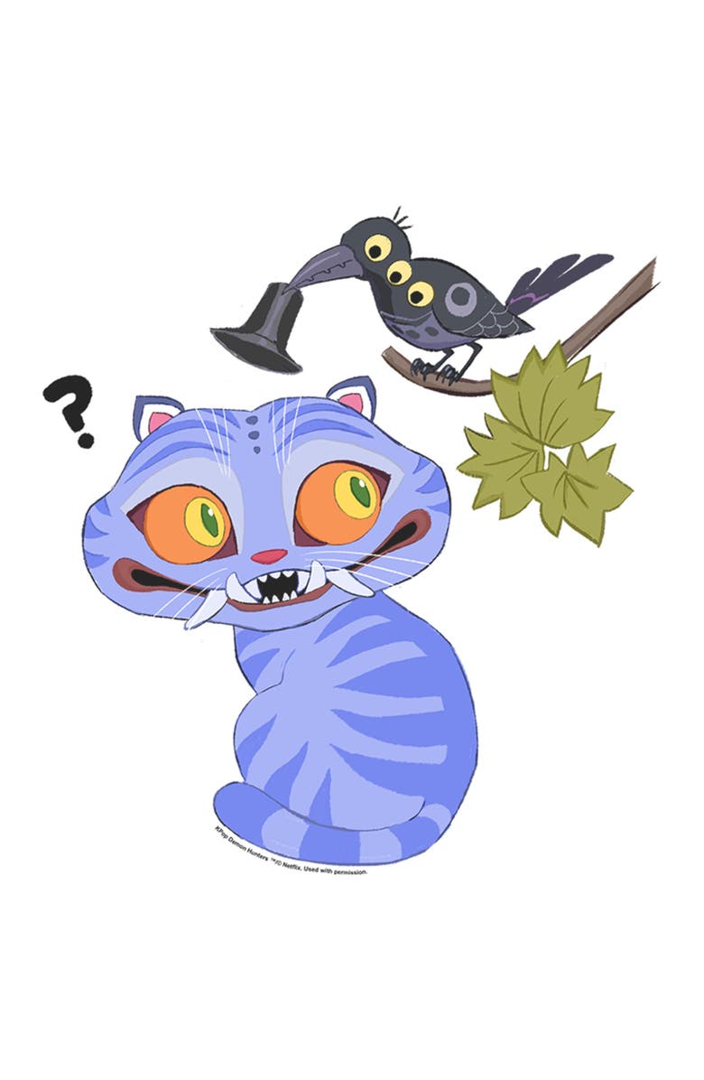 KPop Demon Hunters Men's KPop Demon Hunters Derpy And Magpie  Pull Over Hoodie, Alternate, color, White