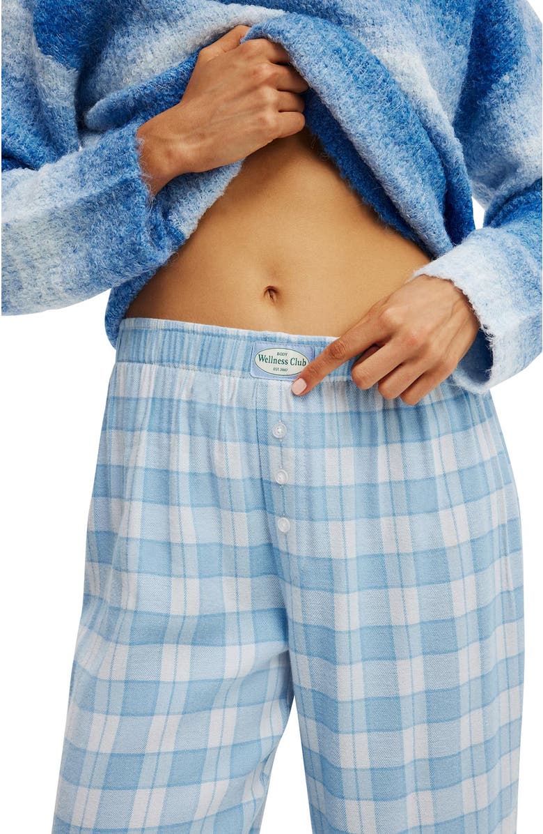 COTTON ON BODY Women's Flannel Wide Leg Pant, Alternate, color, Blue Gracie Check