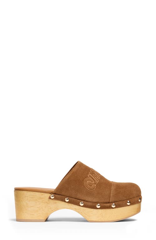 Cinq À Sept Sydney Studded Suede Clogs Golden Sienna In Brown