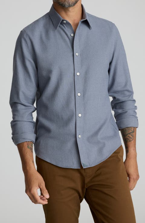 Veneto Regular Fit Textured Wrinkle Free Cotton Button-Down Shirt