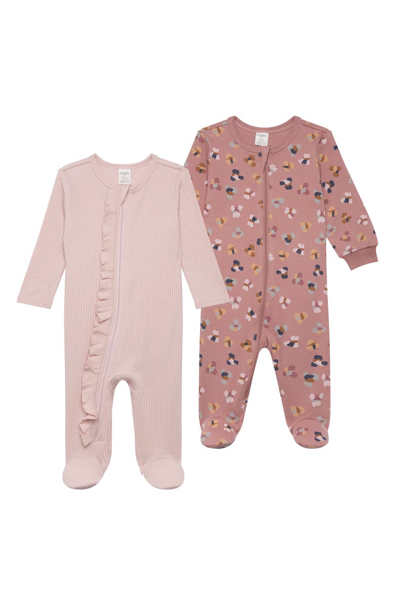 PL Baby by Petit Lem 2-Pack Footie, Main, color, Animal Print