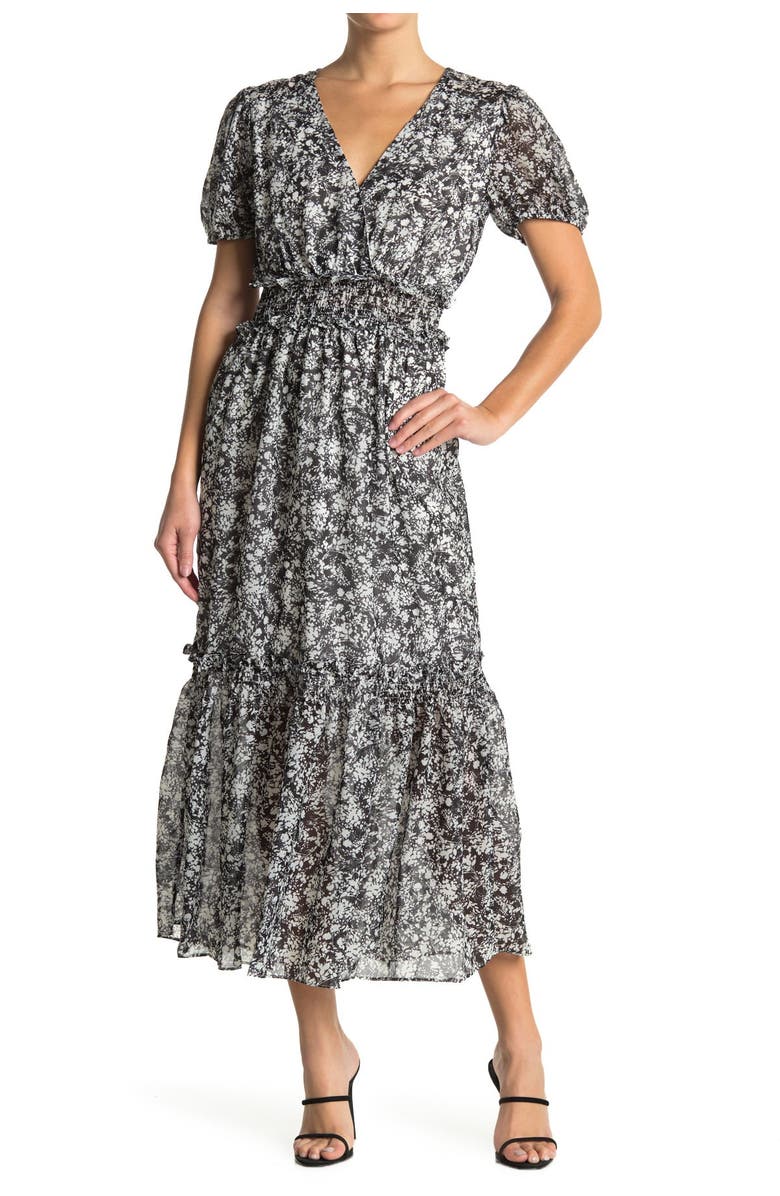 NSR Ruby Floral Short Sleeve Dress, Main, color, 